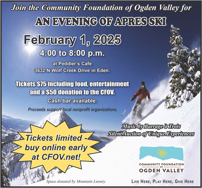 Tickets $75, which includes food, entertainment, and a $50 donation to the CFOV. Cash bar available. Music by Barrage a' Trois Silent Auction of Unique Experiences Tickets are limited! Proceeds support local nonprofit organizations. Space donated by Mountain Luxury.