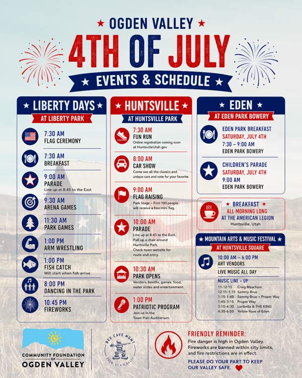 July 4, 2026 Happenings in Ogden Valley